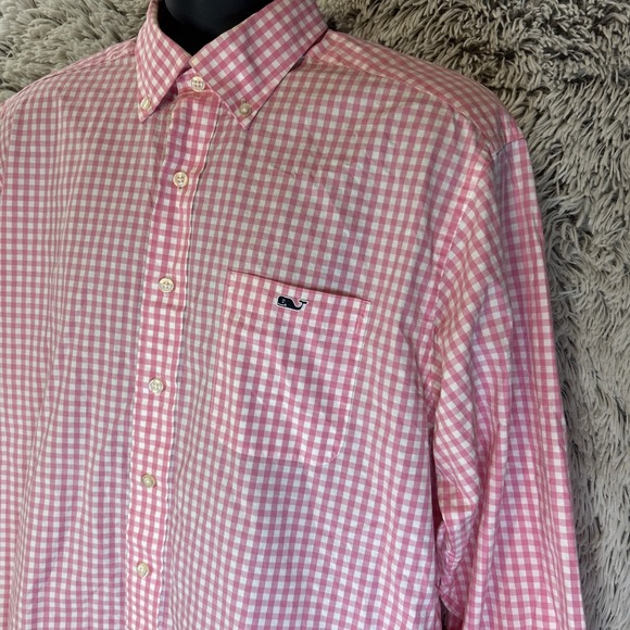 Vineyard Vines Classic Fit Tucker‎ Shirt Mens Large Pink Gingham Check Button Up - Picture 5 of 11